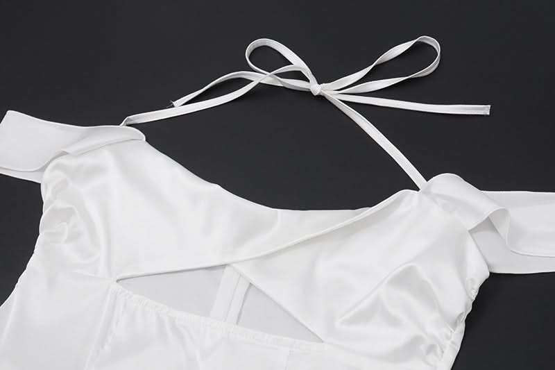 Chic White Halter Off-Shoulder Cutout Mini Dress - Party, Vacation & Date Night Ready