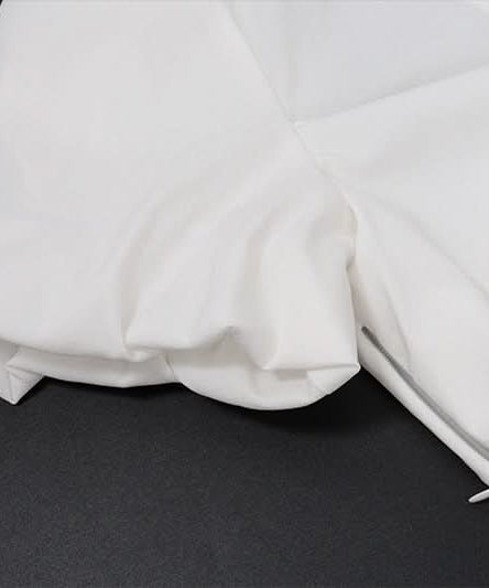 Effortless Chic White Mini Dress: Lace V-Neck, Puff Sleeves & Ruched Waist for Holiday & Resort Style