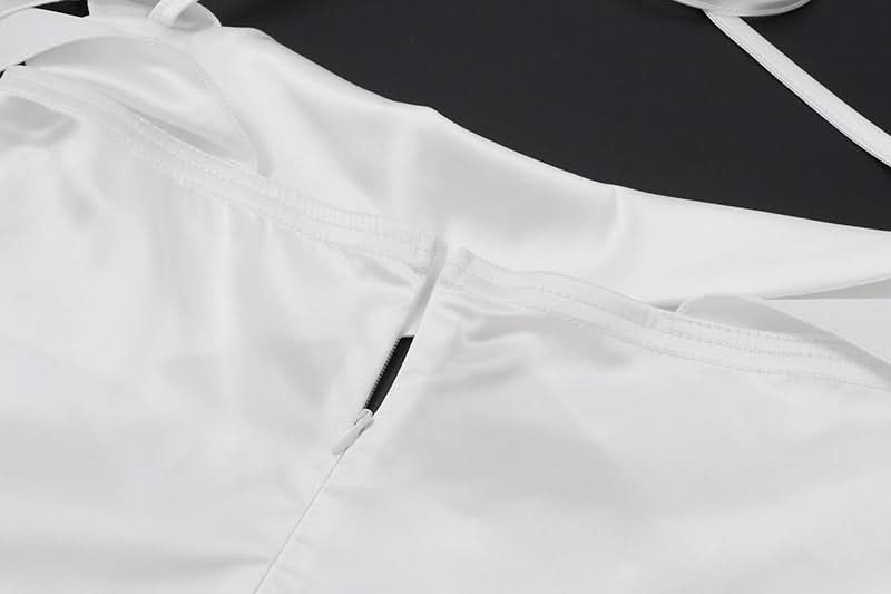 Chic White Halter Off-Shoulder Cutout Mini Dress - Party, Vacation & Date Night Ready