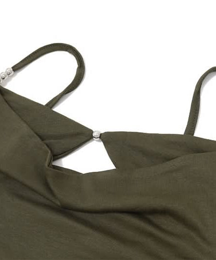 Autumn Chic: Olive Green Twisted Front Cami with Metallic Detail – Your Perfect Fall Layering Top