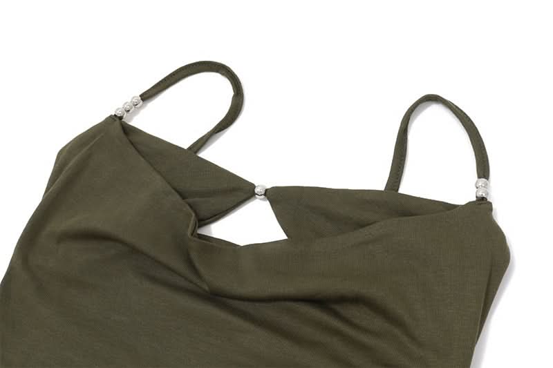 Autumn Chic: Olive Green Twisted Front Cami with Metallic Detail – Your Perfect Fall Layering Top