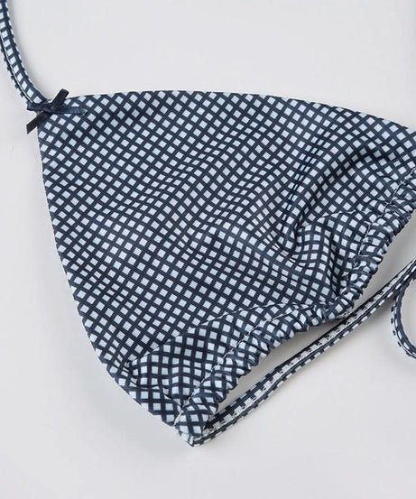 Chic Gingham Halter Bikini & Boxer Shorts Set – Perfect for Fall Getaways & Luxe Lounging