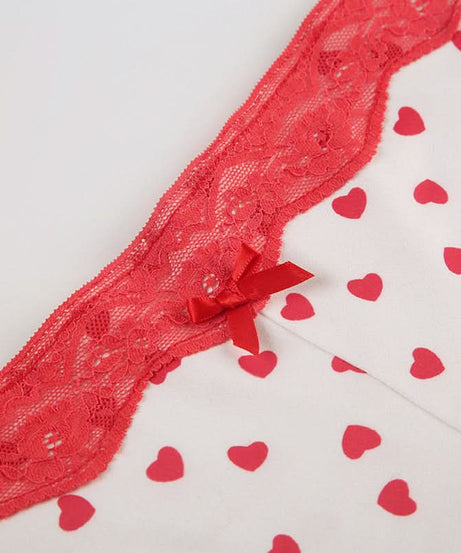 Cozy Sweetheart Heart Print Cami & Shorts Pajama Set | Dreamy Lace Loungewear for Fall Nights