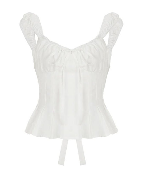 Autumn Bloom Sweetheart Peplum Blouse | Chic Puff Sleeve Tie-Front Top for Fall & Holidays