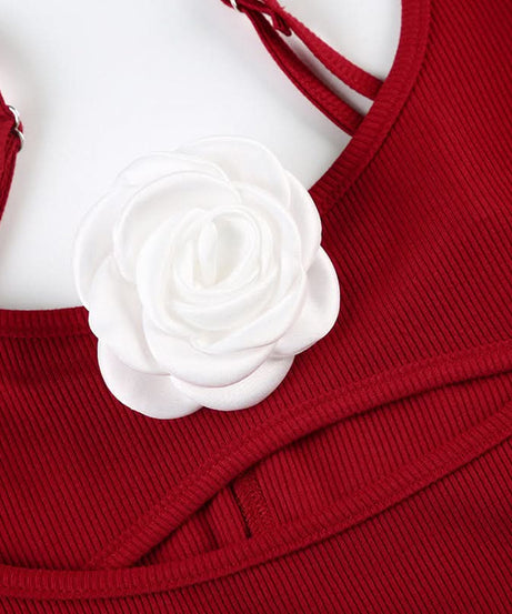 Statement Ruby Red Rose Cutout Midi Dress - Your Fall & Holiday Event Essential