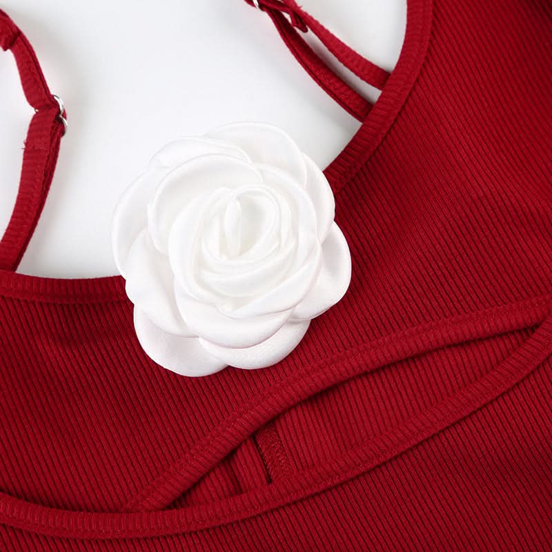 Statement Ruby Red Rose Cutout Midi Dress - Your Fall & Holiday Event Essential