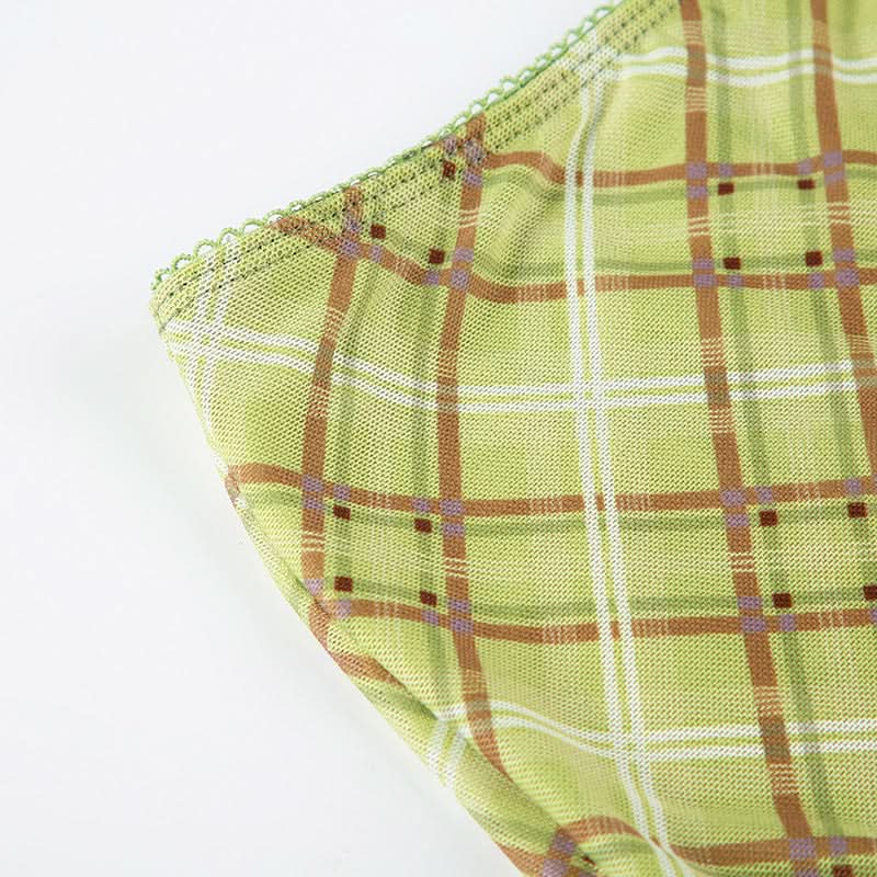 Fall Chic Sage Green Plaid Midi Skirt | Mesh & Subtle Bow Detail