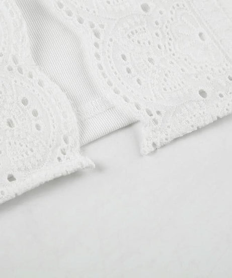 Romantic Eyelet Lace Tie-Front Sleeveless Blouse - Your Essential Fall Layering Piece