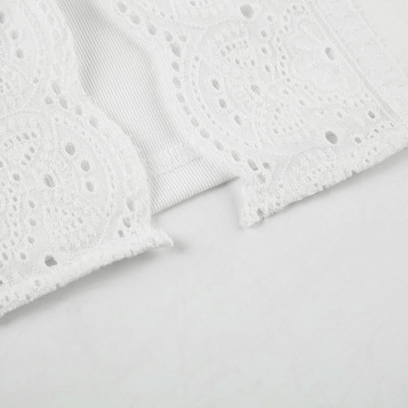 Romantic Eyelet Lace Tie-Front Sleeveless Blouse - Your Essential Fall Layering Piece