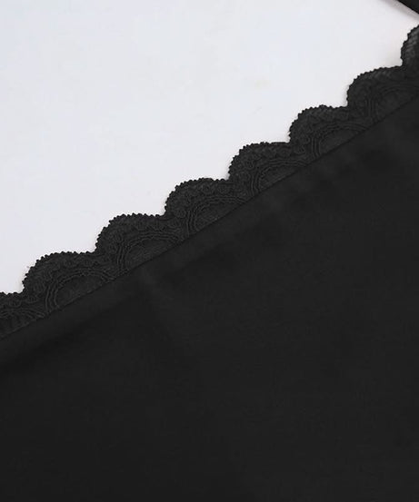 Chic Black Halter Tie-Back Top with Scalloped Lace - Perfect for Fall Nights & Vacations