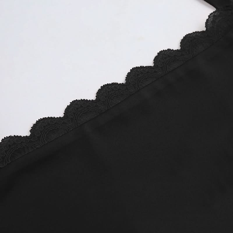 Chic Black Halter Tie-Back Top with Scalloped Lace - Perfect for Fall Nights & Vacations