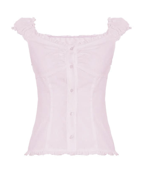 Chic Ruffled Button-Front Blouse | Versatile White Top for Fall