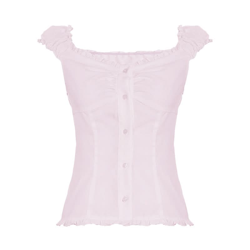 Chic Ruffled Button-Front Blouse | Versatile White Top for Fall