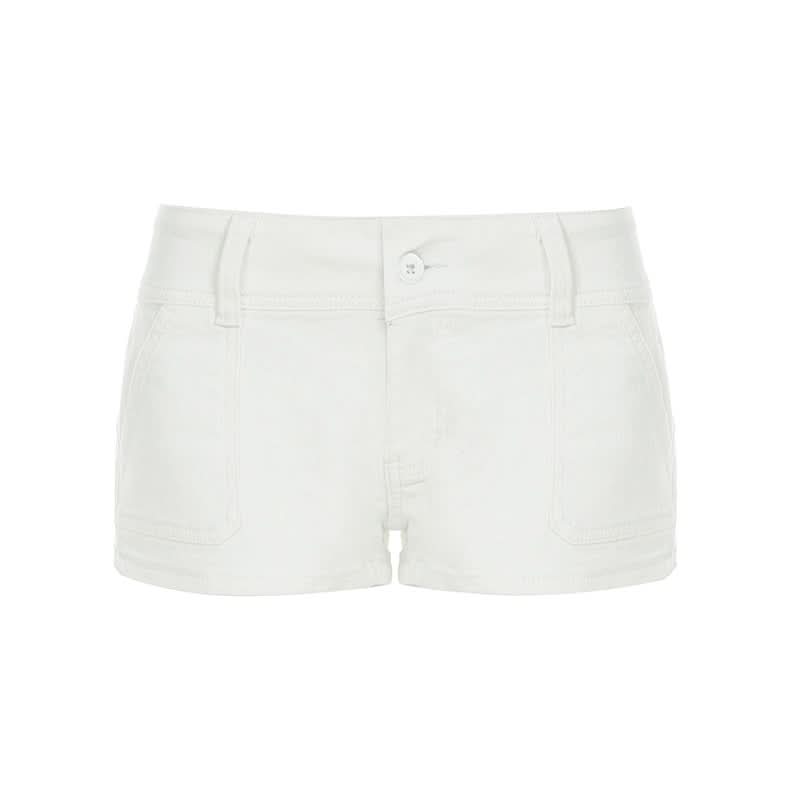 Y2K Chic High Waisted Denim Mini Shorts - Trendy Button Fly Jean Shorts for Fall