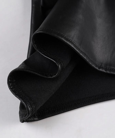 Fierce Faux Leather Strapless Bustier Top with Zipper & Cutout Waist - Fall Nights & Halloween Ready