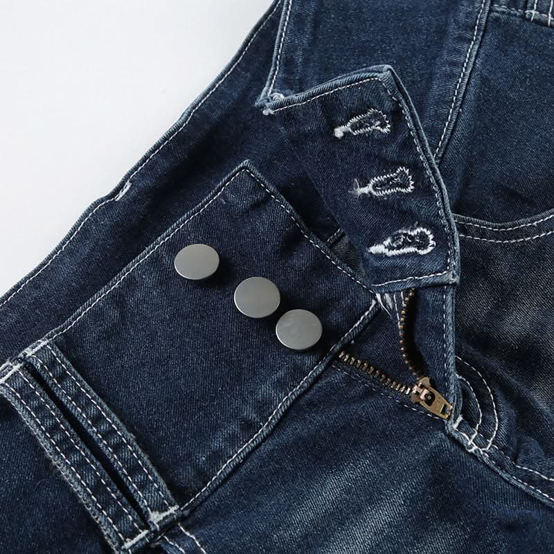 Y2K Chic High Waisted Denim Mini Shorts - Trendy Button Fly Jean Shorts for Fall