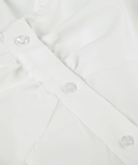 Chic Ruffled Button-Front Blouse | Versatile White Top for Fall