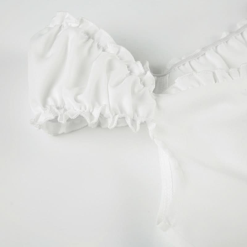 Chic Ruffled Button-Front Blouse | Versatile White Top for Fall