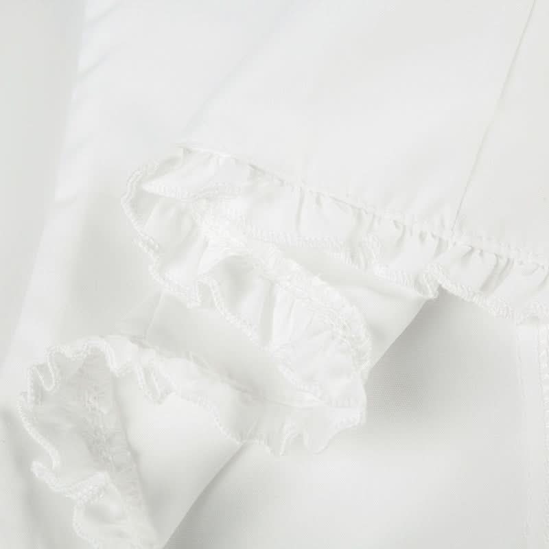 Chic Ruffled Button-Front Blouse | Versatile White Top for Fall