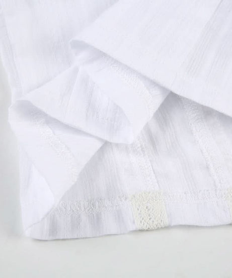 Romantic Lace-Trim Puff Sleeve Blouse - Chic Button Front Top for Fall Layering & Timeless Style