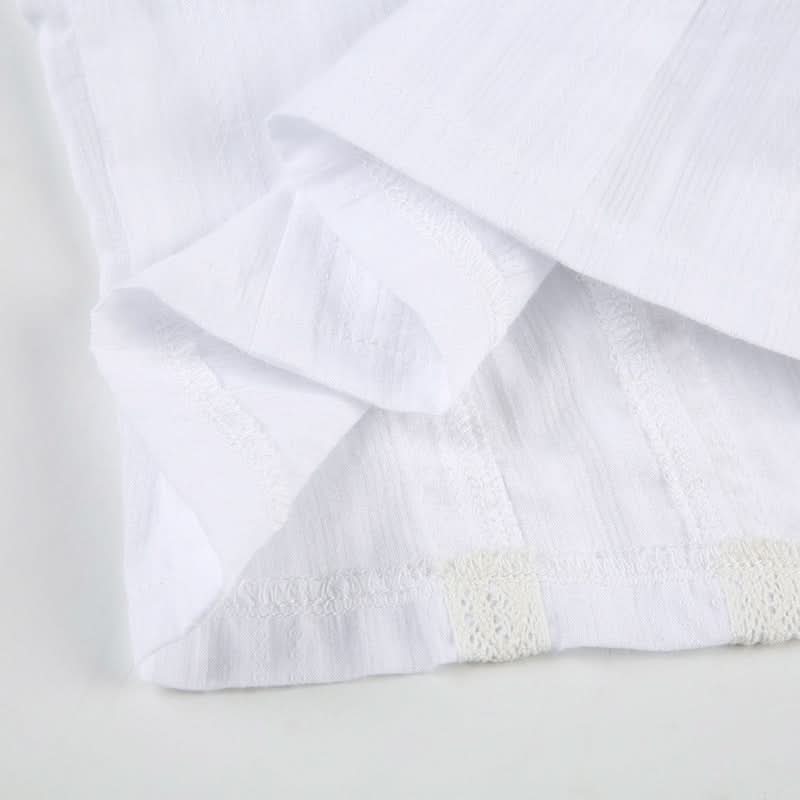 Romantic Lace-Trim Puff Sleeve Blouse - Chic Button Front Top for Fall Layering & Timeless Style