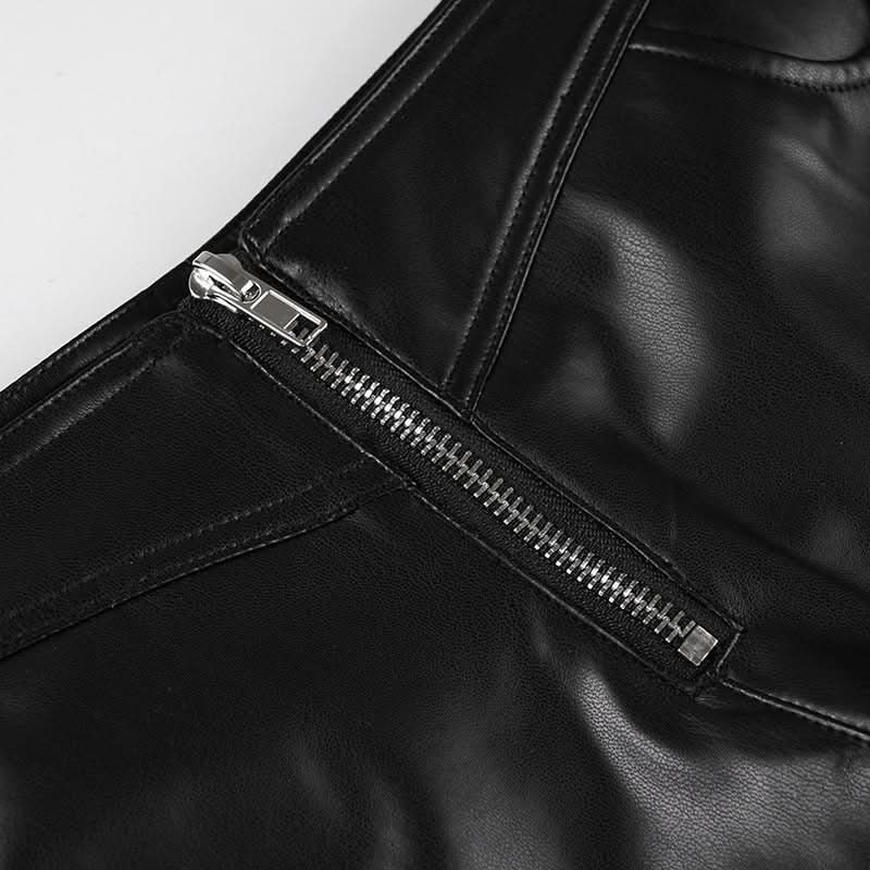 Women's Edgy Faux Leather Fringe Shorts - Zip Front | Fall & Halloween Statement Style