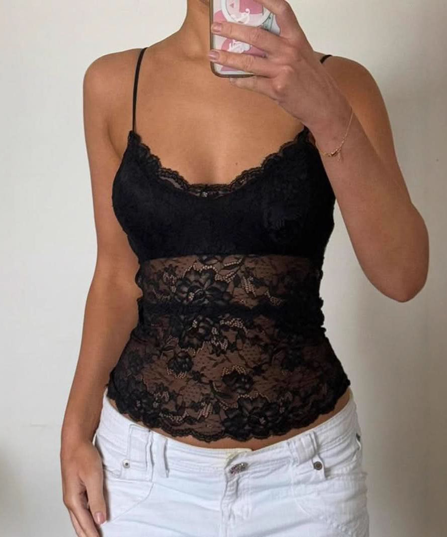 Effortless Fall Style: Black Lace V-Neck Cami Top | Perfect for Layering & Date Nights