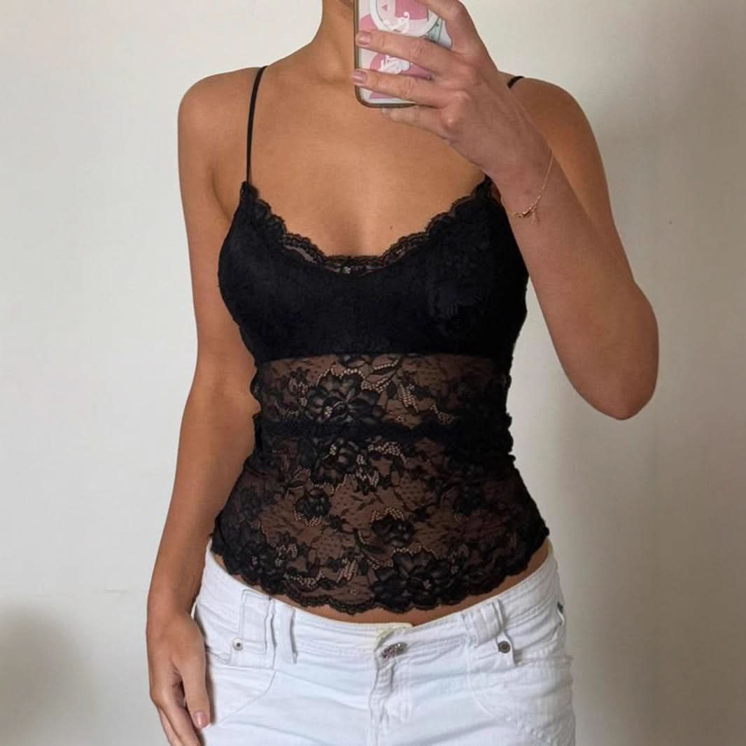 Effortless Fall Style: Black Lace V-Neck Cami Top | Perfect for Layering & Date Nights
