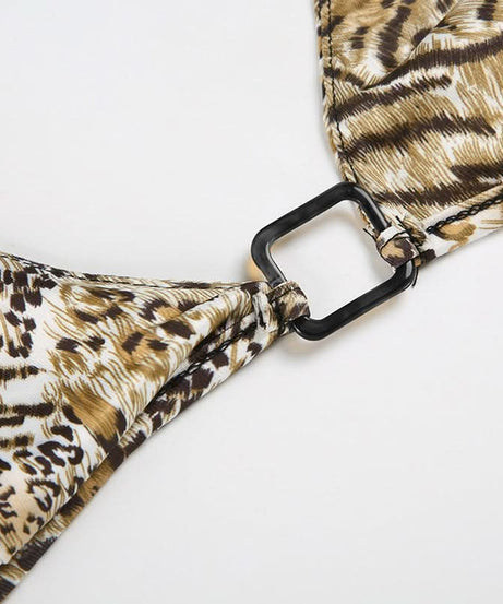 Wild Instincts Halter & Boy Shorts Set - Mixed Animal Print Swimwear for Your Fall Escape