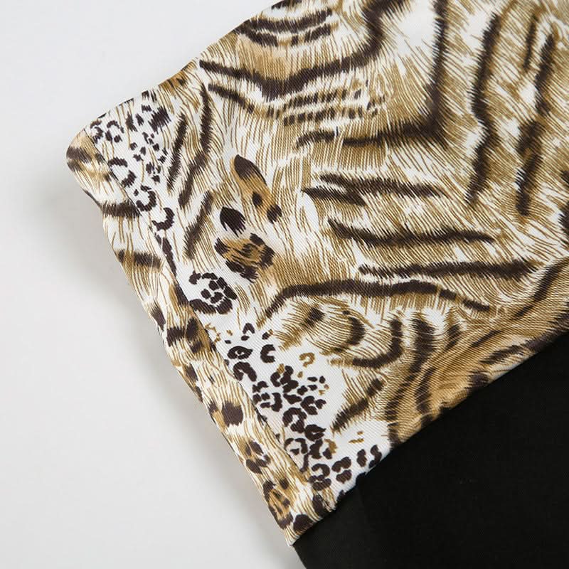 Wild Instincts Halter & Boy Shorts Set - Mixed Animal Print Swimwear for Your Fall Escape