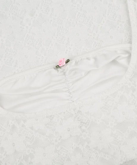 Delicate Lace Square Neck Top | Sheer Short Sleeve Blouse - Fall Layering & Date Night Chic