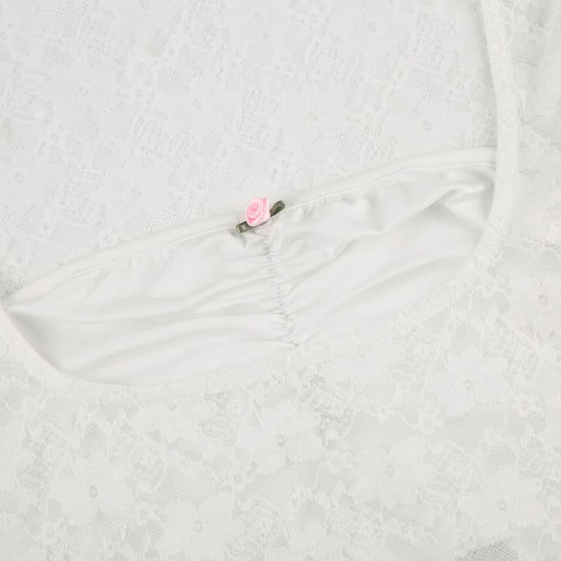 Delicate Lace Square Neck Top | Sheer Short Sleeve Blouse - Fall Layering & Date Night Chic