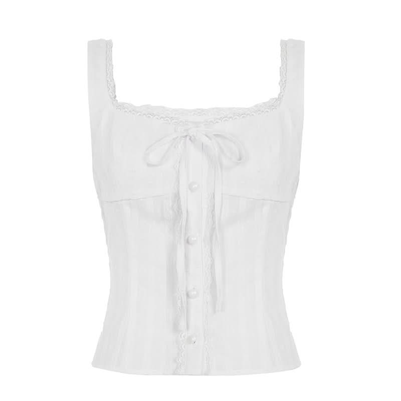 Romantic Lace Tie-Front Square Neck Cami | Effortless Fall Layering & Chic Style