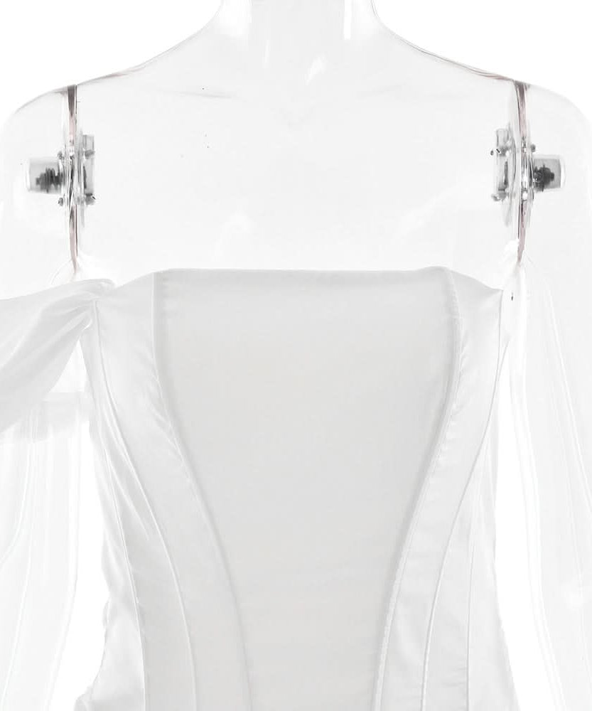 Chic White Asymmetrical Ruched Mini Dress with Draped Sash - Perfect for Holiday Parties & NYE