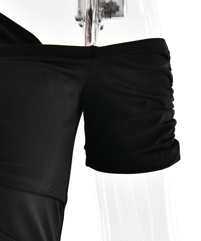 Sculpted Chic: Black Halter Cold Shoulder Cutout Midi Dress for Fall & Holiday Parties