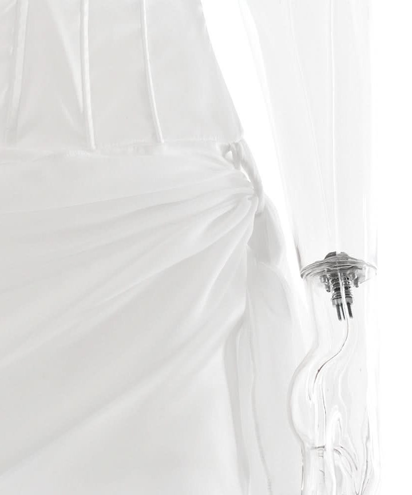 Chic White Asymmetrical Ruched Mini Dress with Draped Sash - Perfect for Holiday Parties & NYE