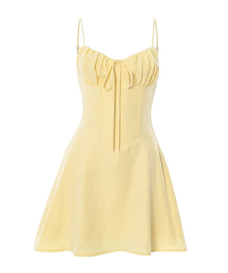 Sweetheart Pink Tie-Front Ruched Mini Dress | Flattering Corset Bodice for Fall Parties & Date Nights