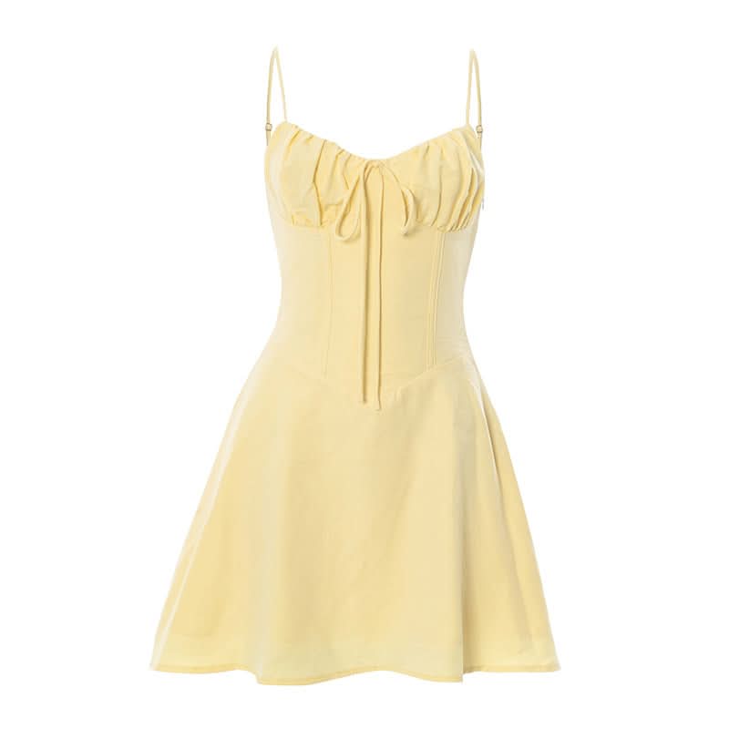 Sweetheart Pink Tie-Front Ruched Mini Dress | Flattering Corset Bodice for Fall Parties & Date Nights