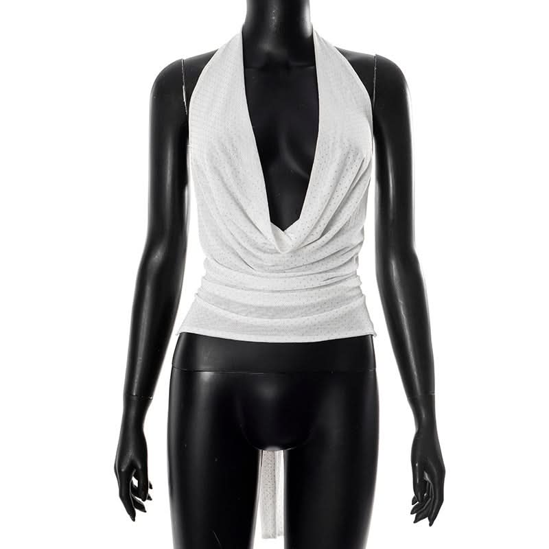 Dazzling Deep Red Cowl Neck Halter Top | Holiday & Party Glam for American Women