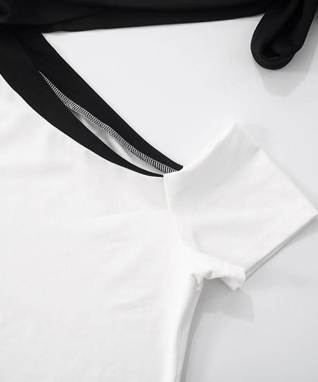 Modern Chic Asymmetrical Tie-Neck Top - Effortless One-Shoulder Style for Fall & Holiday