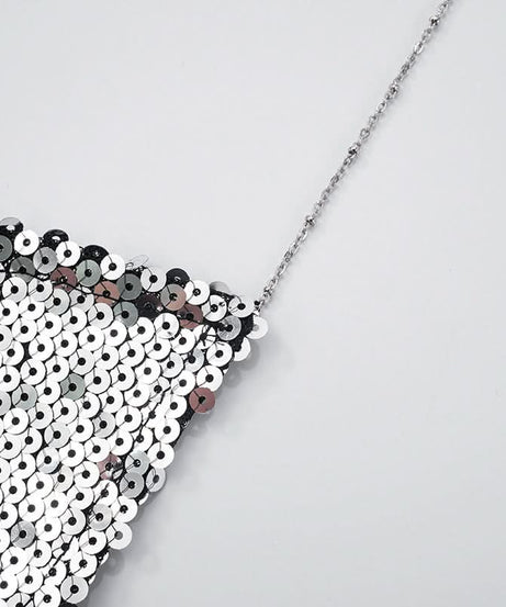 Sparkling Silver Sequin Cowl Neck Cami - Chic Cross-Back Straps for Holiday Parties & NYE