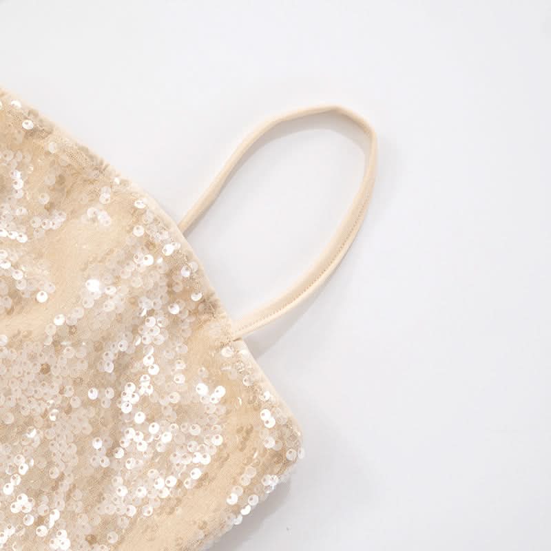 Dazzling Champagne Sequin Crop Top & Mini Skirt Set - Perfect for Holiday Parties & NYE