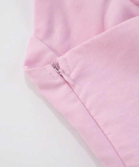 Sweetheart Pink Tie-Front Ruched Mini Dress | Flattering Corset Bodice for Fall Parties & Date Nights