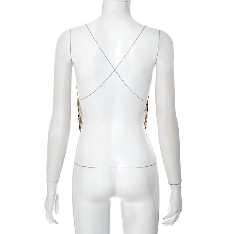 Sultry Leopard Print Cowl Neck Top with Chain Cross-Back – Your Fall & Holiday Statement Piece