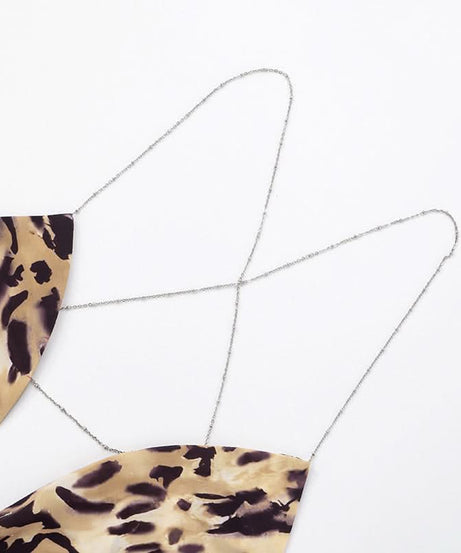 Sultry Leopard Print Cowl Neck Top with Chain Cross-Back – Your Fall & Holiday Statement Piece