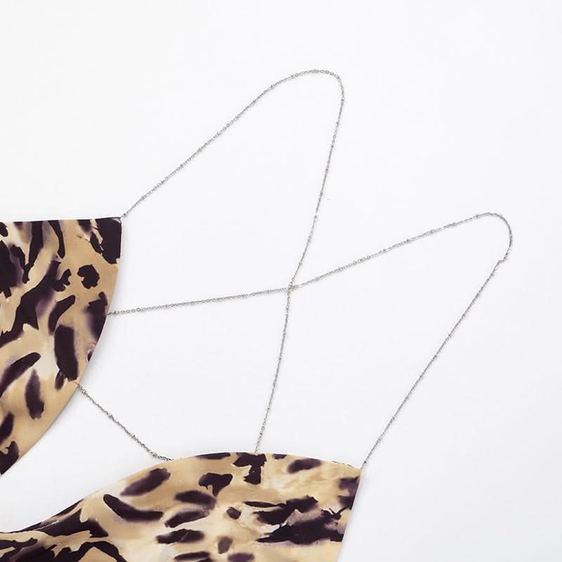 Sultry Leopard Print Cowl Neck Top with Chain Cross-Back – Your Fall & Holiday Statement Piece