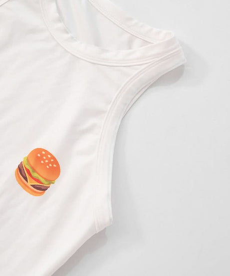Sassy Burger Babe Tank Top - White Graphic for Fun Fall Fashion