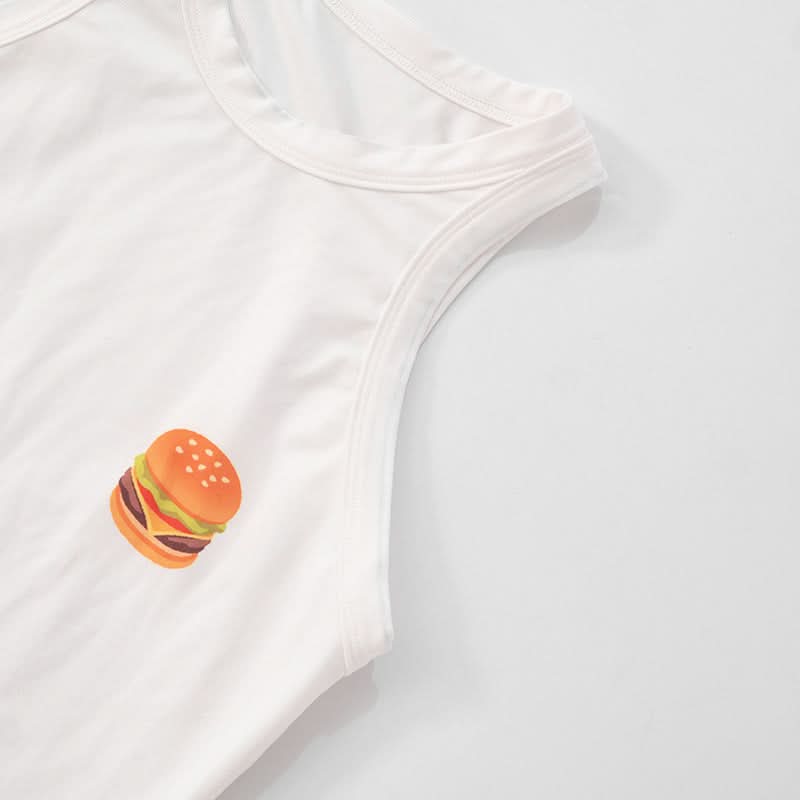 Sassy Burger Babe Tank Top - White Graphic for Fun Fall Fashion