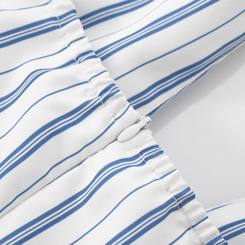 Blue Stripe Halter Maxi Dress with Chic Bow - Effortless Resort & Vacation Style