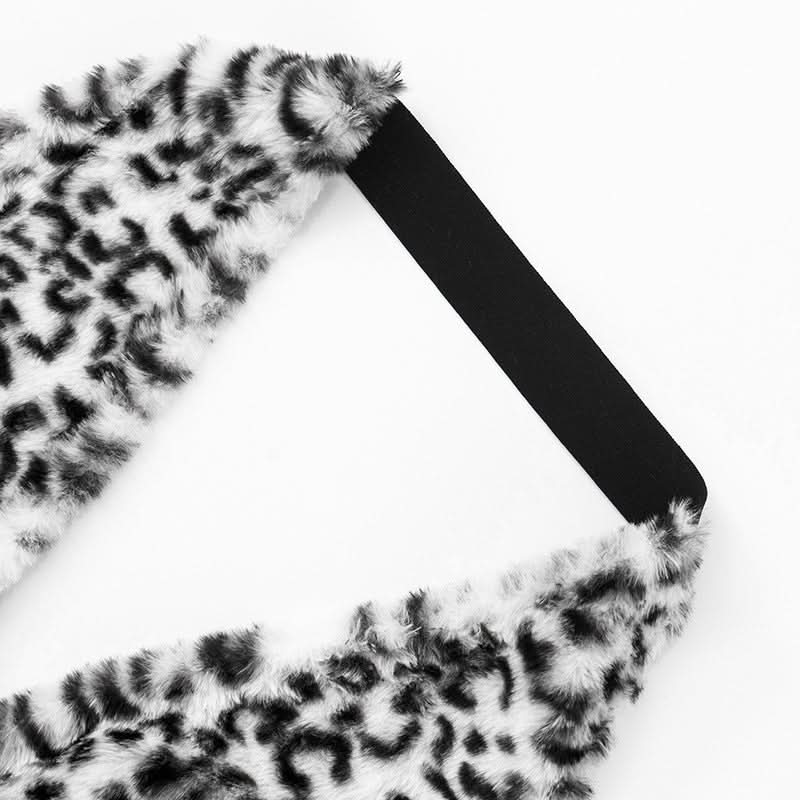 Fierce & Fluffy Leopard Print Halter Crop Top & Drawstring Shorts Set - Your Wild Side Awaits This Fall!